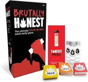 Brutally Honest - The Ultimate Adult Party Game with 200 Question Cards 3 Forfeit Vials & Decision Dice for Hilarious Truth or Dare Fun