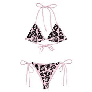 Pink Skull Y2k Swimsuit | Sexy Triangle Bikini