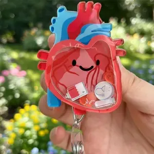 Anatomical Heart Badge Reel, Nurse Doctor Medical Badge Reel, Healthcare ID Holder Clip