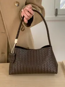 Women's Elegant Woven PU Leather Underarm Bag, Fashion Shoulder Handbag, Trendy Small Design, Suitable for Daily Commute, Dates, Casual Wear, Leather Shoulder Bags, Handbag Shoulder Purse