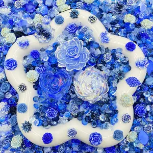 Blue For You - Nail Art & Resin Rose Charm Mix with Rhinestones, for DIY Nail Design, Resin Crafts & Deco Projects