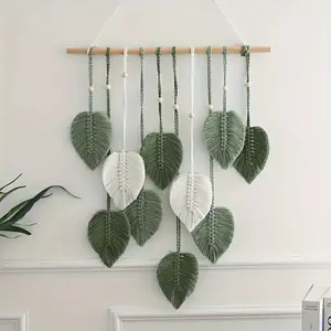 1pc Bohemian Tapestry 10 Leaves Wall Decoration-Natural Green Leaf Theme-Fabric for Christmas, Home, Bedroom, Classroom, Office Decoration Dreams Creative Gift Ideas for School Supplies