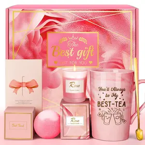 Mothers Day Gift Bestie Gifts for Women Friendship Gift for Best Friend Female, Pink Spa Relaxation Baskets Set, Galentines, Valentines, Mothers Day, Birthday, Christmas, Funny BFF Present