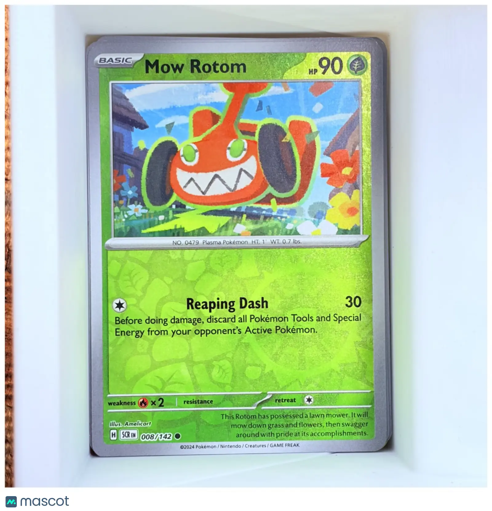 2024 Stellar Crown Mow Rotom Holographic Card Single, Reverse Holo #8/142 Non-Sports Trading Card Collectible