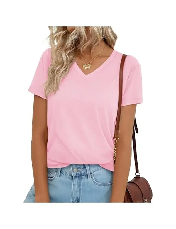 YUCOLEN 1/3 Pack T Shirts for Women Cotton Short Sleeve V Neck Basic Tees Soft Breathable UPF 50+ Tops for Summer Spring,back to school,back to school shopping