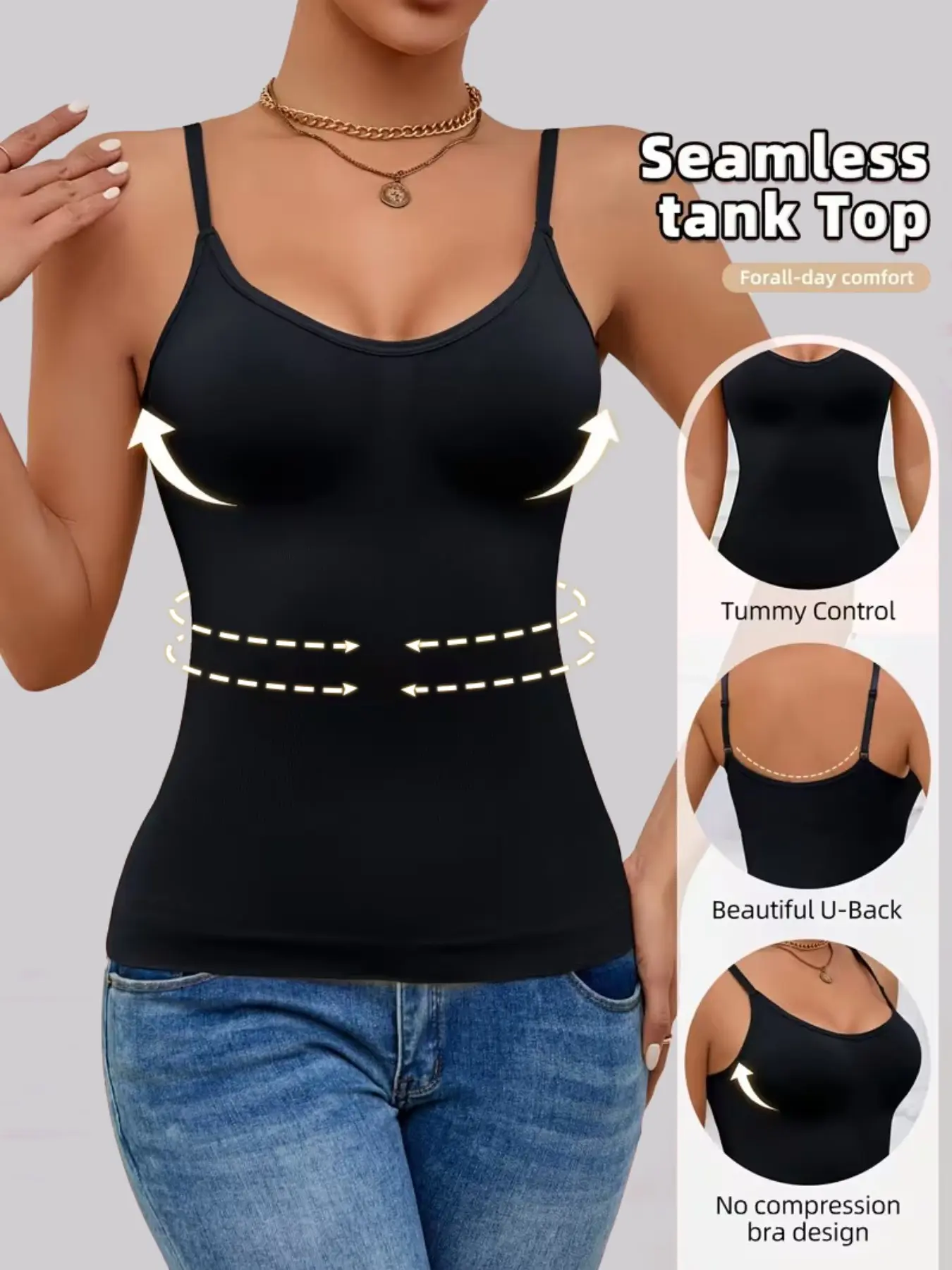 Women's shaping vest, shapewear, underbust shaper, seamless design, Spaghetti Strap, tummy control and buttock lifting, slimming and body-shaping camisole, Shapewear Shaper Clothes