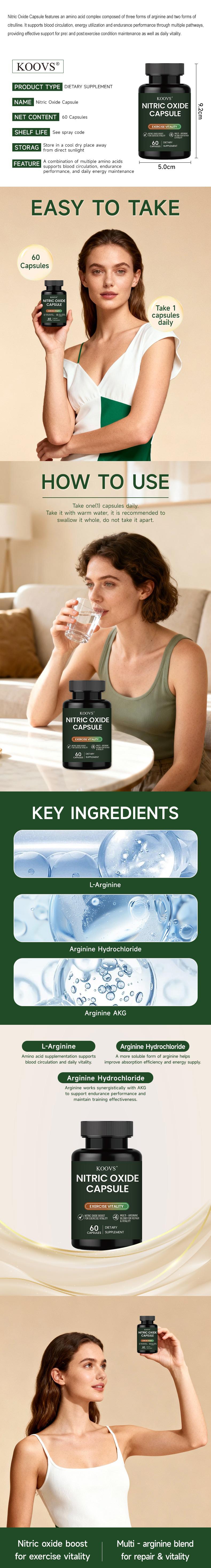 Nature's Gate Nitric Oxide Capsules, 60 Count, Pre-Workout Supplement for Men, Boosts Stamina & Athletic Performance