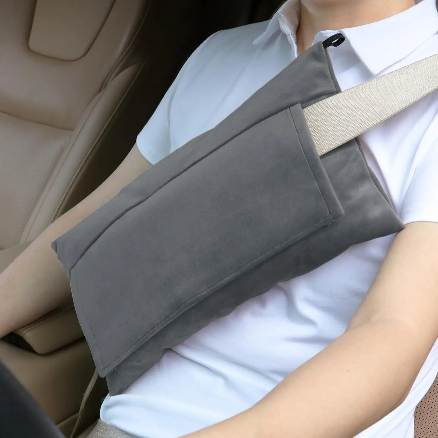Large Square Solid Pearl Cotton Extra Soft Car Seat Belt Pillow - Mastectomy Post-Surgery, Hysterectomy Recovery, Heart Surgery Recovery Support (Dark Gray), Traveling, Square Pillow, Soft Cushion