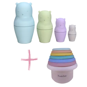 BrushinBella Silicone Bath Toys 4-Pack - Cleanable Silicone Toys with Montessori Stackable Cups - Baby Bath Toys - Dishwasher-Safe Bath Toys - Toddler Tub Toys - Baby Bath Essentials