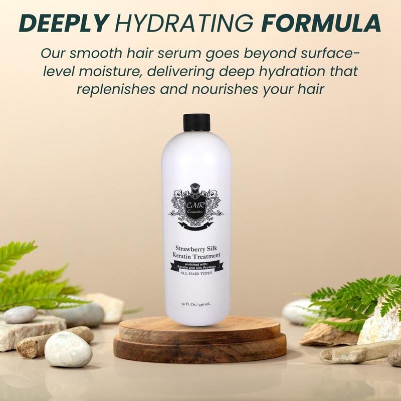 CMR COSMETICS Keratin Treatment Strawberry Silk, Multi-Benefit Treatment, Revitalize, Repair, and Smooth - Professional Hair Care - Frizz Control - Hydrating Formula