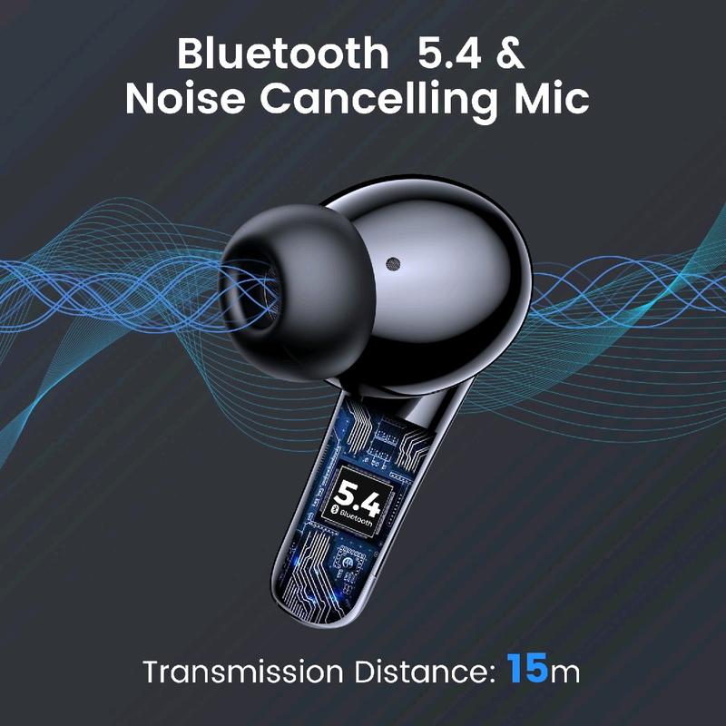 VEAT00L P91 Wireless Earbuds with Noise Cancelling Mics, Bluetooth V5.4 Stereo Earphones for Android iOS