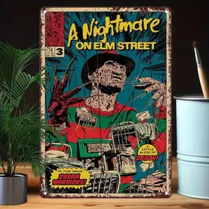 Vintage Metal Sign, Freddy's Nightmare on Elm Street Wall Decor, Wall Art, Vintage Plaque Decor for Home Living Room Bedroom Bar Coffee Shop Decor