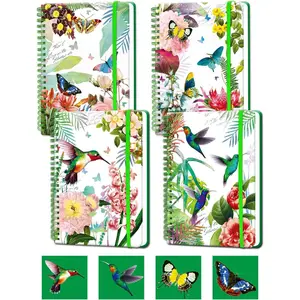 A5 Hardcover Spiral Notebook, 4 Pack 5.7x8.5 Inches Lined Journal 160 Pages College Ruled Spiral Bound Notebooks Gifts for Writing Note Taking Study Work Meeting and Travel