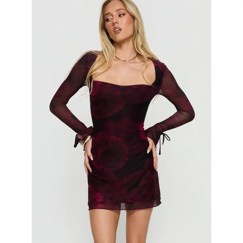 knee length dresses for ladies Dalzine Long Sleeve Mini Dress | Black | Womens
