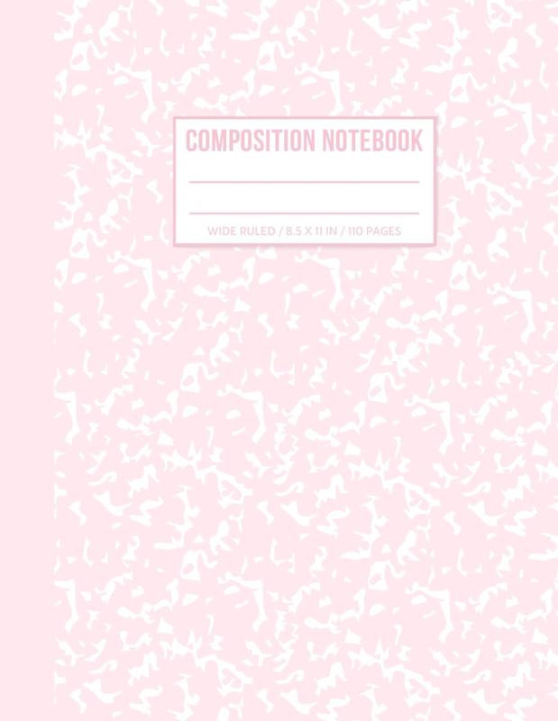 Light Pink Marble Composition Notebook: 110 Numbered Pages, 8.5" x 11" | Pastel Pink Wide Ruled Notebook for Girls, Teens, Students, School, Work, and Writing