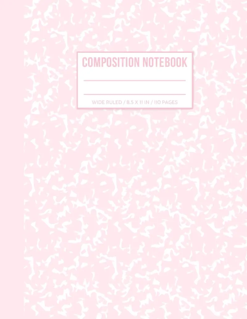 Light Pink Marble Composition Notebook: 110 Numbered Pages, 8.5" x 11" | Pastel Pink Wide Ruled Notebook for Girls, Teens, Students, School, Work, and Writing