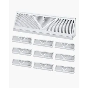 fathersdaygift VEVOR 15-Inch Floor Registers, 10-Pack Baseboard Registers, HVAC Heavy-Duty Walkable Iron Floor Vents, Rustproof Anti-Peeling Air Vents Deflector Adjustable with Metal Damper for Home Office, White