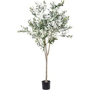 Artificial Olive Trees for Living Room Decoration, 6-Foot-Tall Artificial Silk Plants, Potted Oliver Branches, Leaves and Fruits, for Modern Home Decoration Indoor