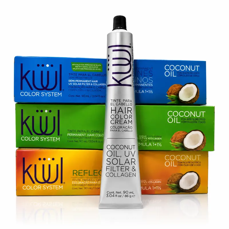 KUUL Color System Hair Dye Cream - Coconut Oil & Wheat Protein Nourishing Haircare Solution (3.04 oz/90ml) with Moisture-Boosting, Sun Protection, Pigment-Rich, Color-Extending Formula for Vibrant Results & Gray Hair Coverage