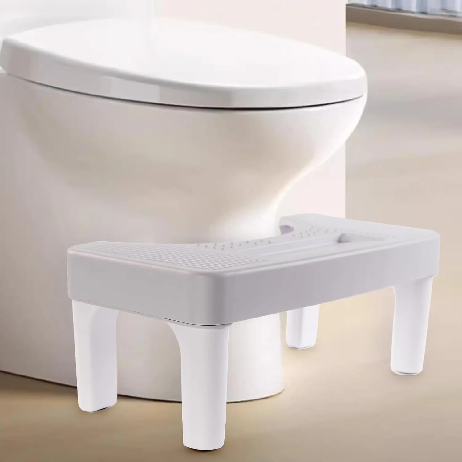 6.7 Inch Toilet Stool for Bathroom - Non-Slip Potty Stool for Pooping - Toilet Step Stool for Adults/ Seniors/ Kids.