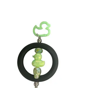 Green Duck and Skull Halloween Keychain