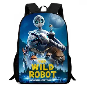 The Wild Robot Anime Backpack for Women/Men/Teens, Day Packs Knapsacks Casual Backpacks Gift for Gym Travel Camping Outdoor Work Business
