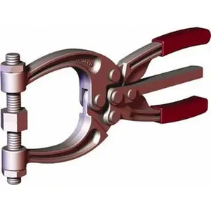 Destaco 3110 C-Style Plier Clamp - Forged Steel, M10 Spindle, N Load Capacity, 2.72" Throat Depth, 8.51" OAL, 1.2" Max Jaw Capacity, 4.16" Open Throat Height, Red Handle, Spindle End 462-2