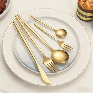 304 Stainless Steel Cutlery Set – 30 Piece Gold Flatware Heavy Duty for Wedding Party Catering
