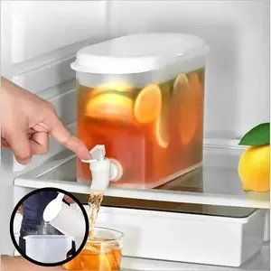 Large Capacity Fridge Water Dispenser with Faucet, 1 Count 3.5L / 5L Refrigerator Drink Cooler, Space Saving Drink Dispenser, Airtight Beverage Pitcher, Home Kitchen Accessory, Jugs, Drinkware