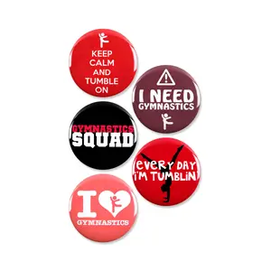 5 Pack - Gymnastics Fanatic Sports Pinback Buttons - 2.25 Inch