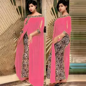 Autumn Sexy Leopard Printed Dashiki African Dresses for Women Party Half Sleeve Slash Neck Femme Robe .black size .light blue size large Xl 2X.  pink XXL. blue size 2X