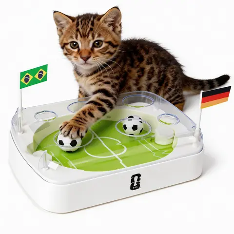 FIFA World Cup 2026 Interactive Cat Toy - Soccer Field Design, Automatic Rolling Ball Motion-Activated Flip-Push, Customizable Team Stickers Kitty Toy