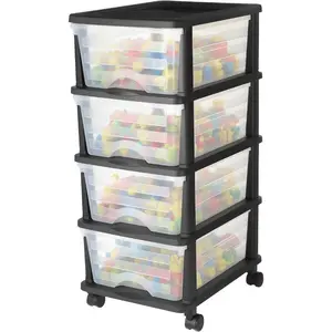 VEVOR Plastic Storage Drawers Cart, 3 Drawers Storage Organizer with Wheels, Rolling Closet Organization and Storage Dividers, Dresser Organizer Clear Bins for Office Supplies, Craft Rooms, ClassroomsVEVOR Super Brand Day