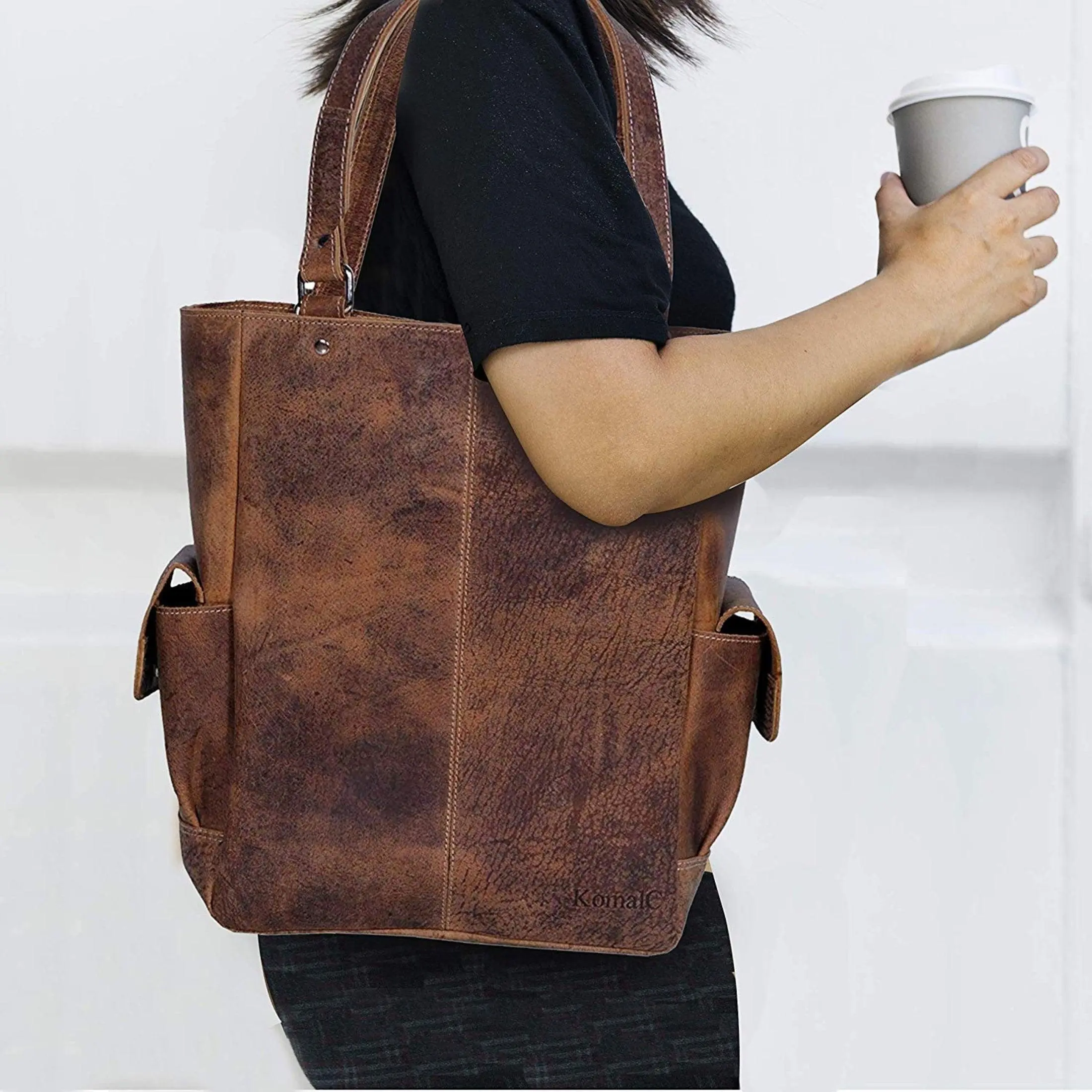 Genuine Soft Chicago Buff Leather Tote Bag Elegant Shopper Shoulder Bag Genuine Soft Chicago Buff Leather Tote Bag Elegant Shopper Shoulder Bag
