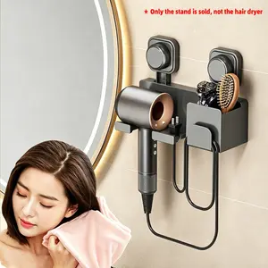 Wall Mounted Hair Dryer Holder, No Drill Required Bathroom Storage Rack, Easy Installation Wall Shelf Organizer, Space-Saving Design for Home Use, Bathroom Organization