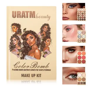 URATM Makeup Kit Book 43 Color Eyeshadow, Blush, Contour & Highlighter, Long-Lasting Waterproof Palette for Travel, Smooth Application - Evening