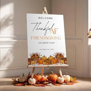 [UNFRAMED] Friendsgiving Welcome Poster- Thanksgiving Dinner Welcome Board, Custom Editable Decor Poster, Thankful AF Printable Banner, Gift For Friendv