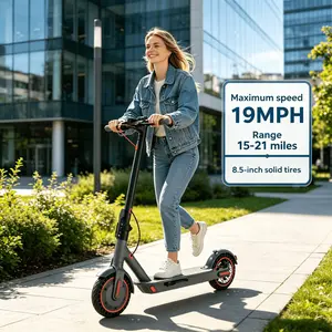 Adult Electric Scooter, 350W Powerful Motor, 19 MPH Top Speed, 8.5" Honeycomb Solid Tires, 15 Miles Range, Foldable Portable Design, 3 Speed Modes, Dual Braking System & APP Control, Ideal for Beginners & Perfect Gift