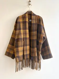Ochre, Brown, & Mustard Plaid Heritage Blanket Coat