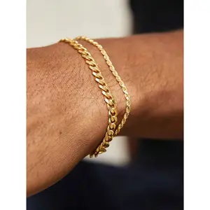 Men's Simple Style Stainless Steel Chain Bracelet, Fashion Jewelry for Party, Everyday Accessory, Trendy All-match & Exquisite Jewelry for Birthday Gift, Adjustable Link Bracelet, Stackable Bracelets