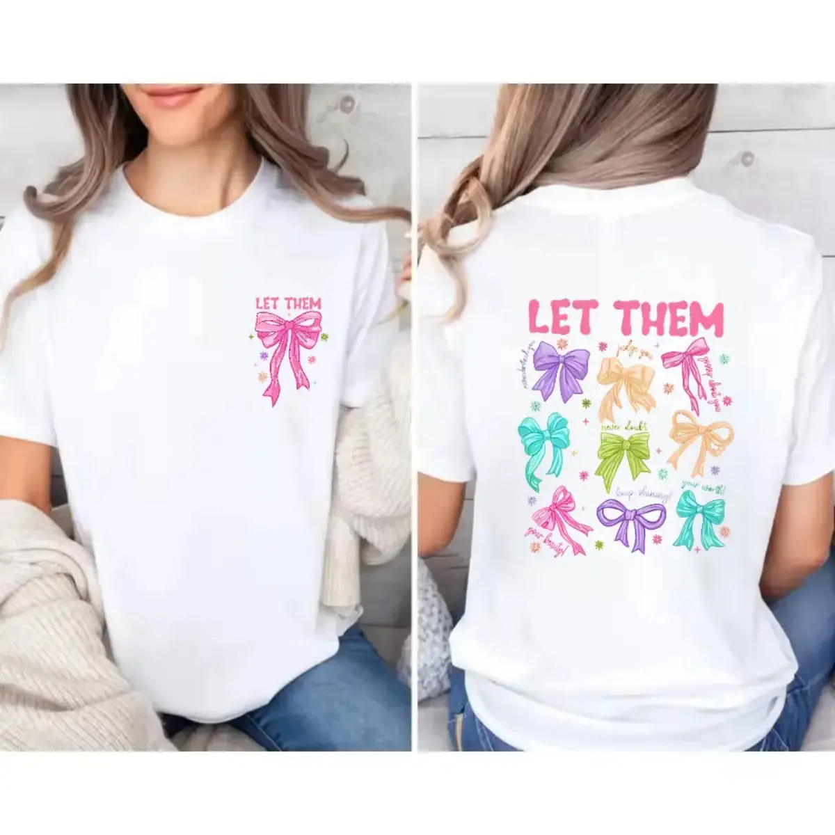 Men's/Women's Seamless Short-Sleeve Round Neck Comfortable Printed T-Shirt - Empowering Streetwear Sports Top with "LET THEM" Motif for Confidence-Seeking Individuals, Shortsleeve, Tshirt