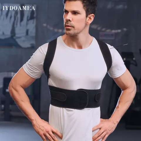 IYDoaMea Unisex Posture Corrector Back Support Belt - X-Shaped Posture Straps, Breathable Soft Fabric, Adjustable Slip On Straightener, Fits All Body Types, Fits Waists 24.4"-49.6", Free Size Exchange, Machine Washable Protective Gear (Order 1 Size Up)