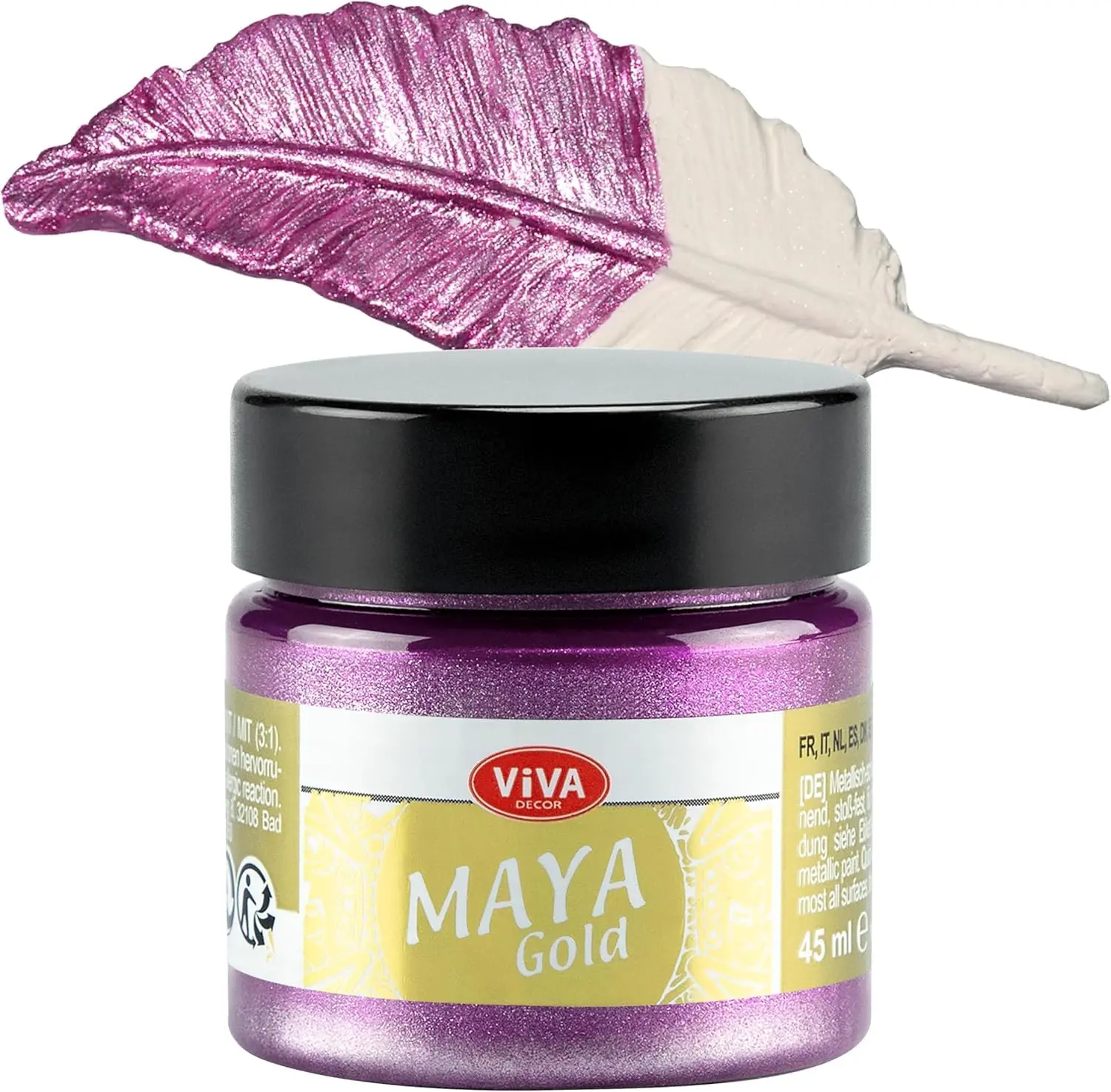 Viva Decor Maya Gold (Rosé) Acrylic Paint - 1.52 Fl Oz, Acrylic Base, Luxurious Metallic Shine, Impact-Resistant, Smudge-Proof, Weatherproof for Creative Works on Wood, Glass