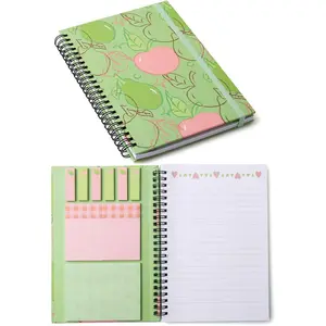 A5 Spiral Sticky Notebook,with 9 pads of decorated sticky notes and a handy notebook,for  study;Note Pads Teacher Appreciation  Writing Memo Pads School Office Supplies and Daily Life Organization (Meadow)