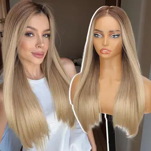 ORSUNCER 5X7 Synthetic  Lace Front Wig Straight HD Lace Wigs 22 Inch Long Brown Wig Pre-Plucked Synthetic Wigs For Women