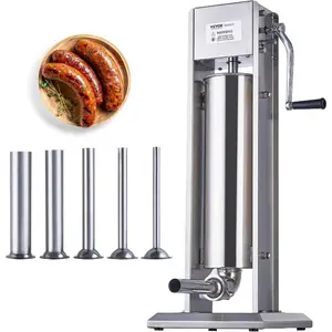 VEVOR Manual Sausage Stuffer, 33 LBS/ 15 L Vertical Meat Stuffer, Heavy Duty Sausage Casing Meat Stuffing Machine, Dual-Speed Stainless Steel Filler with 5 Filling Tubes, for Commercial and Home UseVEVOR Super Brand Day