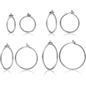 4 Pairs G23 Pure Titanium Huggie Hoop Earrings Tiny Wire Hypoallergenic F136 Implant Grade for Sensitive Ear
