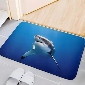 Great White Shark Rug, Non Slip Soft Floor Mat for Bedroom, Ocean Sea Life Marine Animal Decor, Unique Nautical Gift for Shark Lovers, Deep Sea Art Rug