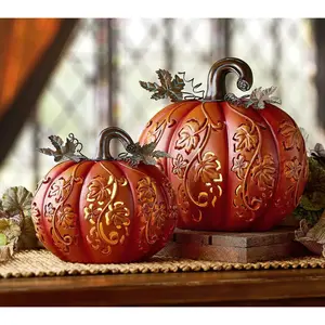 Set of 2 Indoor/Outdoor Illuminated Pumpkins by Valerie
