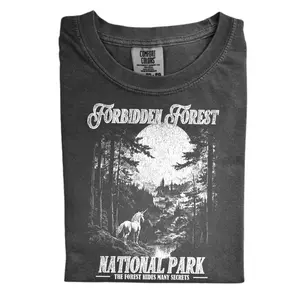 Forbidden Forest Comfort Color Shirt, Vintage Wizard School Tee, Distressed Magic Gift, Spooky Dark Woods Retro Shirt for Men Women, Fantasy Fan Apparel